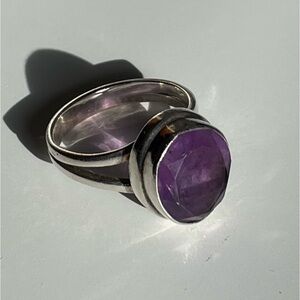 Amethyst Round 925 Sterling Silver Ring - 5.75